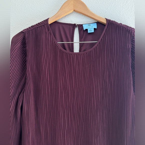 CeCe Pleated Front Long Sleeve Crewneck Dress - Picture 3 of 4